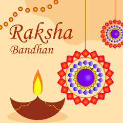 Happy Raksha Bandhan Vector Illustration Hand Draw Creative Design off-white Background Rakshasutra with typography