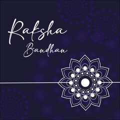 Happy Raksha Bandhan Vector Illustration Hand Draw Creative Design Blue Background Rakshasutra with typography