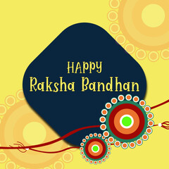 Happy Raksha Bandhan Vector Illustration Hand Draw Creative Design Yellow Background Rakshasutra with typography