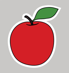 Apple Fruit cartoon hand drawn  illustration. 