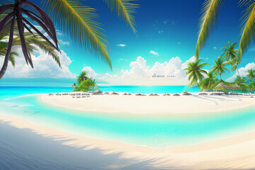 Obraz na płótnie Canvas Beautiful tropical beach banner. Generative AI.