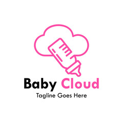 baby pacifier with cloud design logo template illustration
