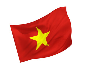 Simple 3D Vietnam flag in the form of a wind-blown shape