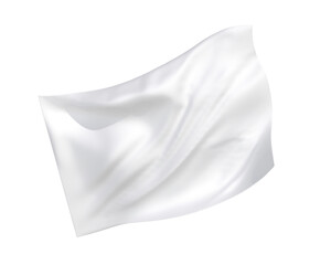 Simple 3D white flag in the shape of a blowing wind - obrazy, fototapety, plakaty