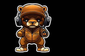cartoon hip-hop animal character as a cutout sticker, ai-generated illustration