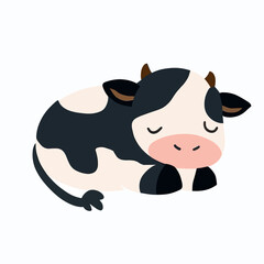 Cute little cow sleeping vector art