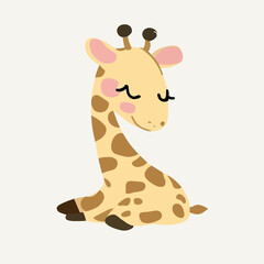 Cute little giraffe sleeping vector art
