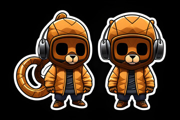 Fototapeta premium cartoon hip-hop animal character as a cutout sticker, ai-generated illustration