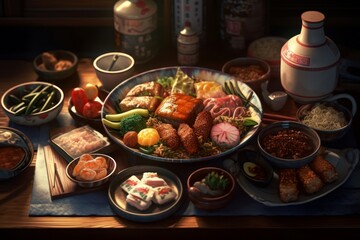 Fototapeta na wymiar Japanese food noodle. Generate Ai