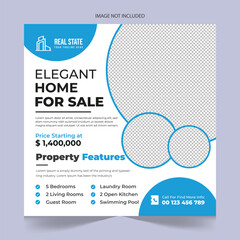 Modern Real estate social media posts design for sale, luxury real estate post template design, real state home social media post banner template, real estate social media cover banner, elegant home
