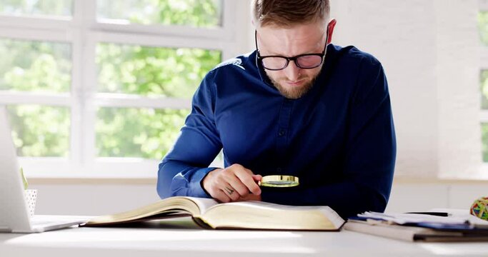 Lawyer Law Book With Magnifying Glass
