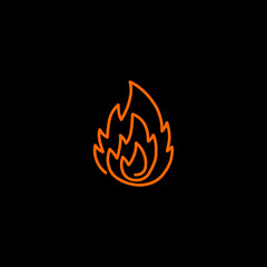 The fire is burning. Fire flame icon isolated on black background