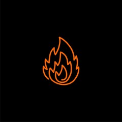The fire is burning. Fire flame icon isolated on black background