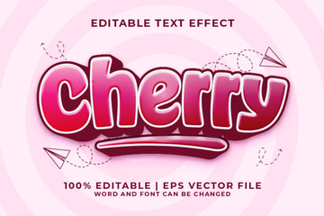 Cherry 3d Editable Text Effect Cartoon Style Premium Vector