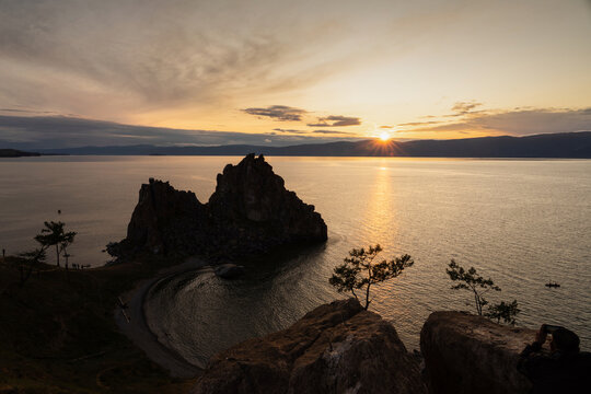 bajkal lake sunset from olchon island
