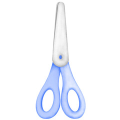 Watercolor blue scissors clipart. Watercolor pastel blue scissors illustration isolated on transparent background.