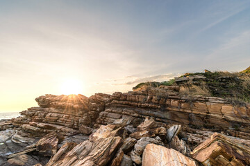 Layered rock formation at Khao Laem Ya National Park