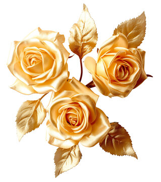 Flower arrangement of golden roses. Luxurious, golden roses. Isolated on a transparent background. KI. 