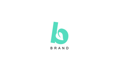 combination pictogram and monogram logo initial letter b with negative space leaf graphic on it