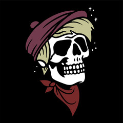  illustration vector of handsome skull head wearing hat