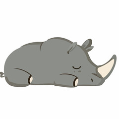 Cute little rhino / rhinoceros sleeping vector art