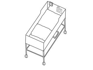 新生児ベッド　モノクロ