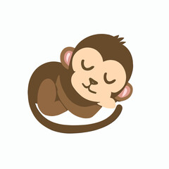 Cute little monkey sleeping vector art