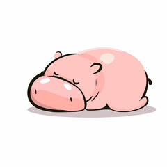 Cute little hippo / hippopotamus sleeping vector art