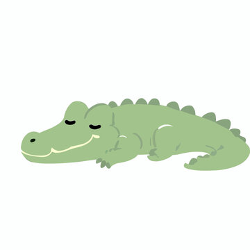 Cute little crocodile / aligator sleeping vector art