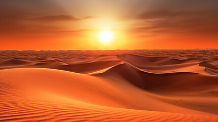 Fototapeta na wymiar Beautiful Sunset in hot desert with dunes Generative AI