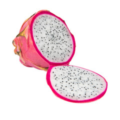 dragonfruit with slice isolated on white background