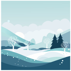 snowy mountains snowfall vector illustration art snowy field snow fall landscape cloudy sky