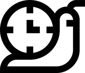 snail icon with time with black color