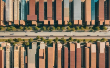 Obraz premium aerial view of a city with many buildings - Generative AI