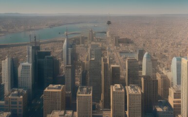 Fototapeta premium a view of the city from above - Generative AI