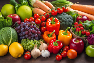 Fototapeta na wymiar Assortment of fresh fruits and vegetables