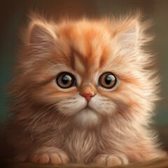 Cute kitten cartoon, generative ai