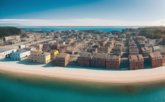 aerial view of the old town of st malo - Generative AI © Fernando