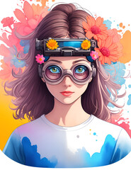 Fototapeta na wymiar Woman in glasses. AI generated illustration