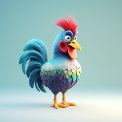 Fototapeta premium Cute rooster cartoon, generative ai