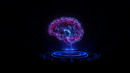 Fototapeta na wymiar Digital Brain Hologram Hud. Artificial intelligence AI machine deep learning. Business Technology Internet Network Concept