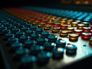 Many colorful pills on a dark background Geometric composition 