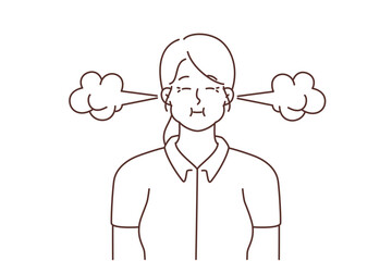 Stressful woman with smoke coming from ears