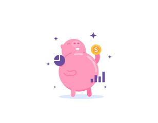 save money for future investments. full savings. finance and money management. illustration of a piggy bank that is full because it saves too much money. illustration concept design. vector elements