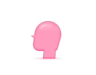 6064pink head. knowledge, education, and artificial intelligence. symbol or icon. 3d and realistic illustration concept design. vector elements. white background