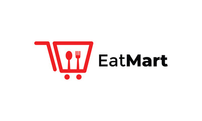 Food market logo vector retail service sale store eat vegetable, fruits, meat shop grocery online smart order