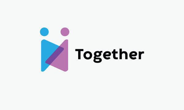 Logo vector people solid together teamwork symbol group solution strategy heart network community organization connection cooperation