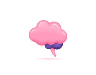 pink brain. knowledge, education, and artificial intelligence. symbol or icon. 3d and realistic illustration concept design. vector elements. white background