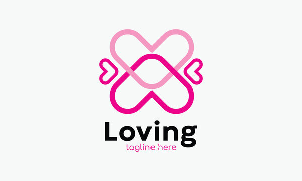 Love heart concept logo vector art pink color iconic symbol education girl boy friend marriage social life style happy friendship relation couple romantic people