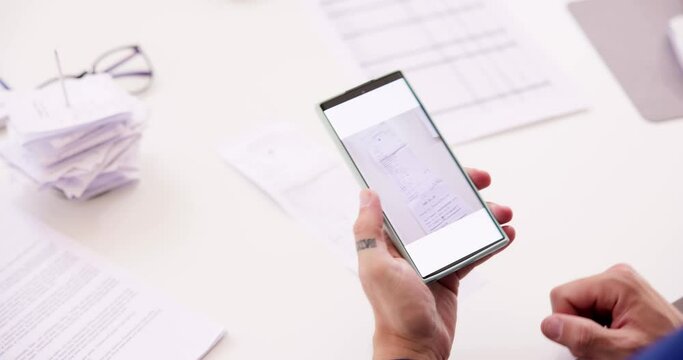 Taking Receipt Document Photo Using Phone